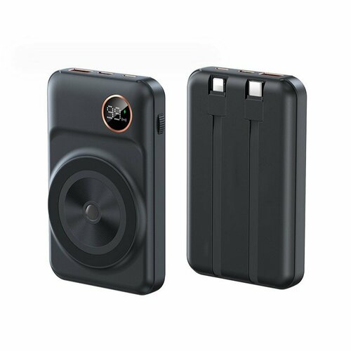 MagSafe Power Bank 10000mAh - внешний аккумулятор с магнитным креплением и встроенными проводами Черный 270000₽