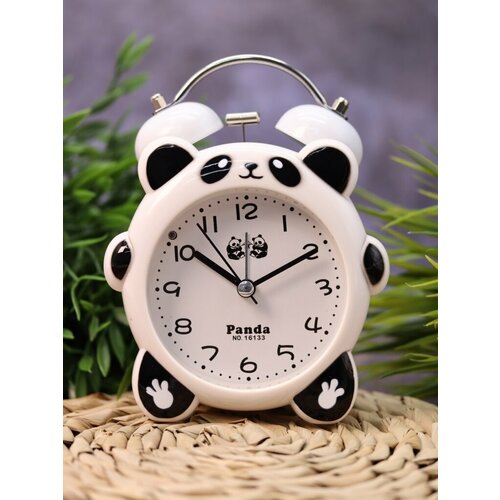 Часы настольные с будильником Panda white