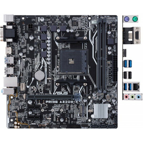 Материнская плата ASUS PRIME A320M-K/CSM, Socket AM4, A320, 2*DDR4, DVI+HDMI, SATA3 + RAID, Audio, Gb LAN, USB 3.0*6, USB 2.0*6, COM*1 header (w/o cab