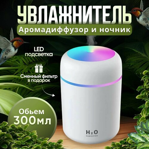 Увлажнитель воздуха портативный с LED подсветкой Аромадиффузор белый 60500₽