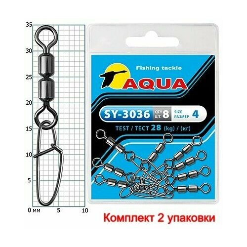 фото Карабин с вертлюгом aqua sy-3036 №04 (2 упк. по 8 шт.)