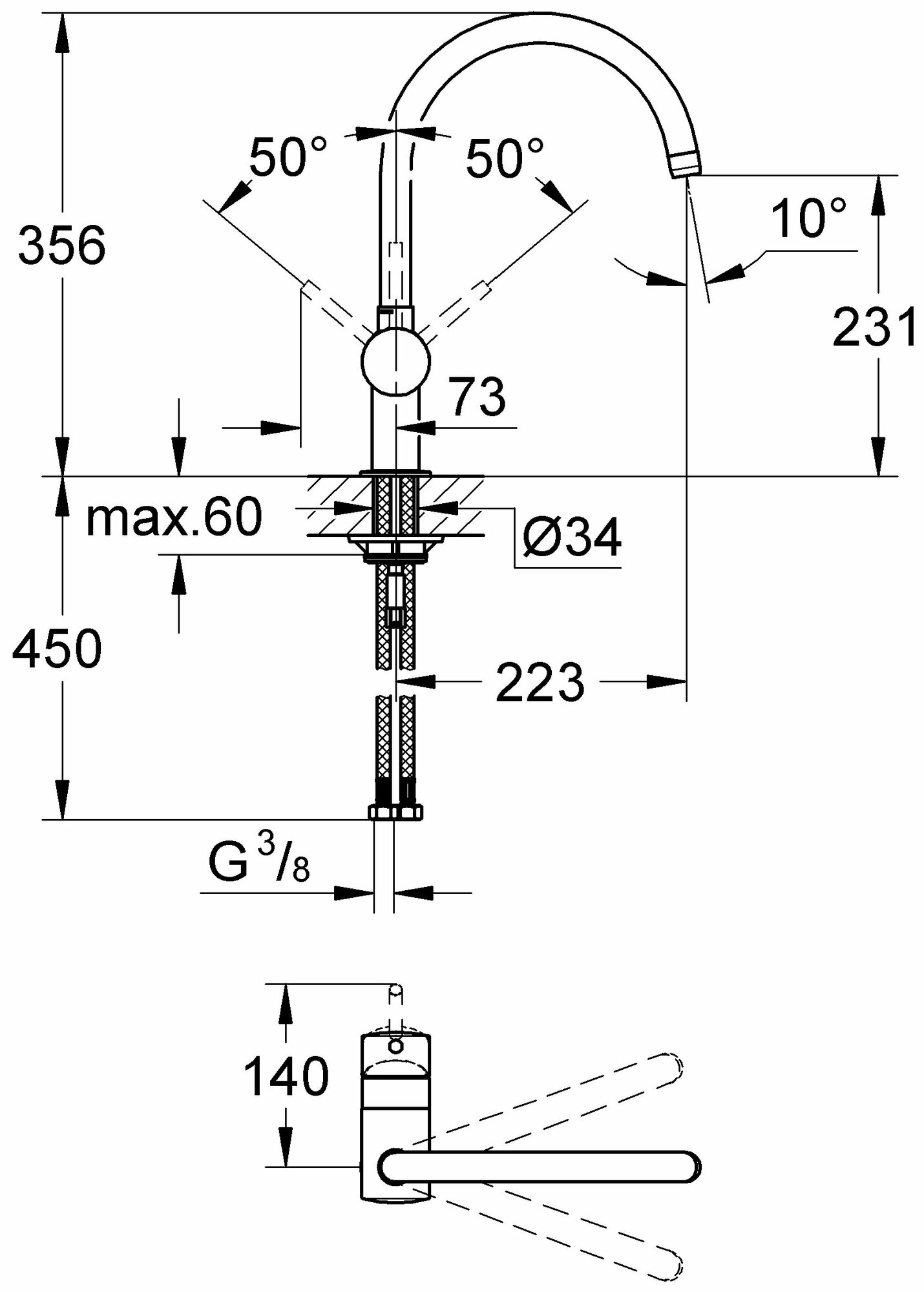 Смеситель Grohe Minta для кухонной мойки - фото №2