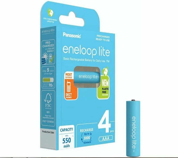 Аккумулятор Panasonic Eneloop Lite AAA 4BP Ni-Mh, 4 шт. (BK-4LCCE/4BE) - фото №17