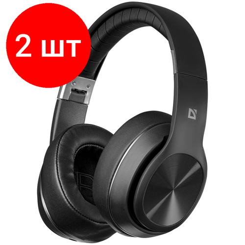 Комплект 2 шт Наушники с микрофоном беспроводные Defender FreeMotion B540 Bluetooth складные MicroSD FM разъем Micro-USB черный 453400₽