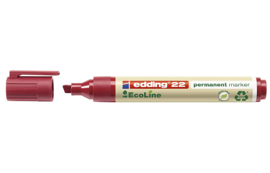 Маркер Edding 22 перманентный EcoLine скошенный наконечник красный