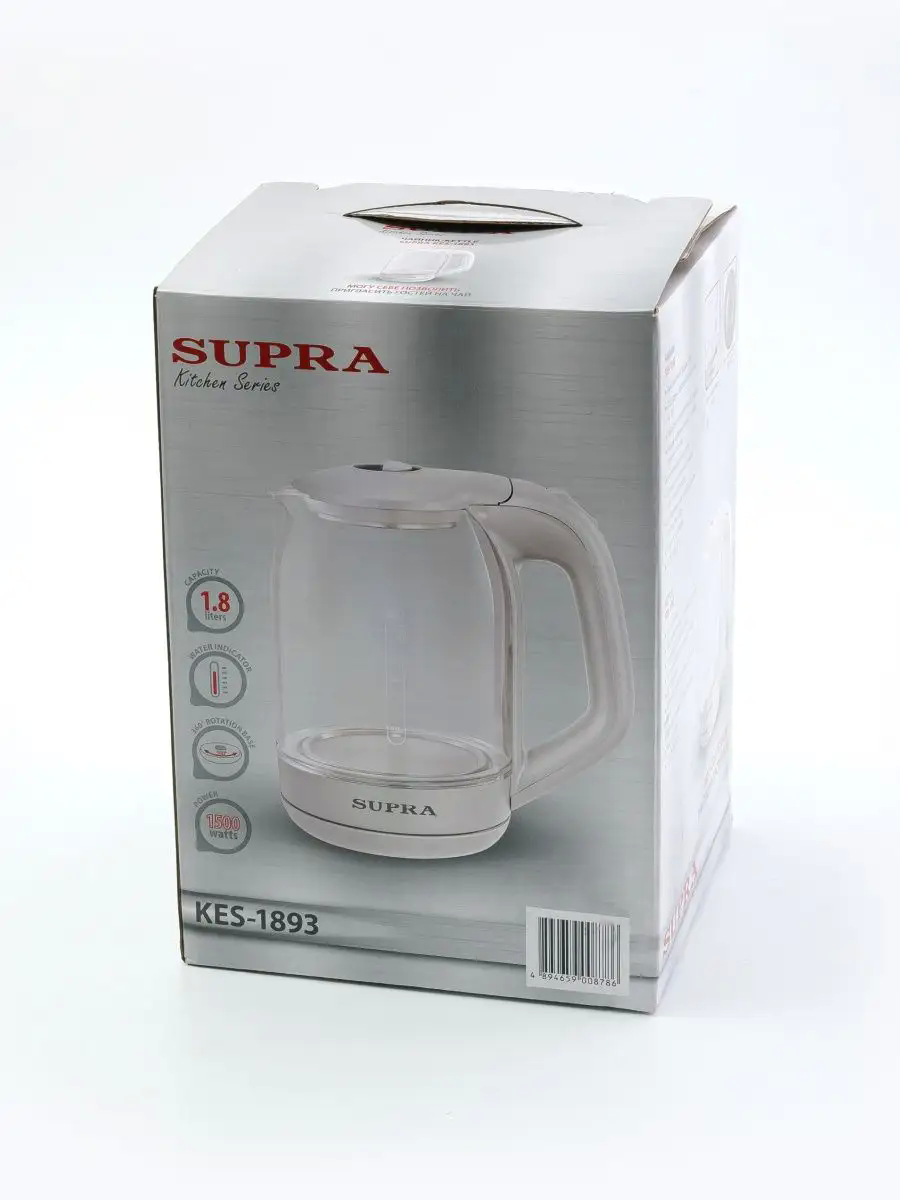 Чайник электрический SUPRA , 1500Вт, белый - фото №3