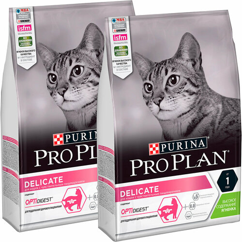 PRO PLAN CAT DELICATE DIGESTION LAMB для взрослых кошек с чувствительным пищеварением с ягненком (3 + 3 кг)