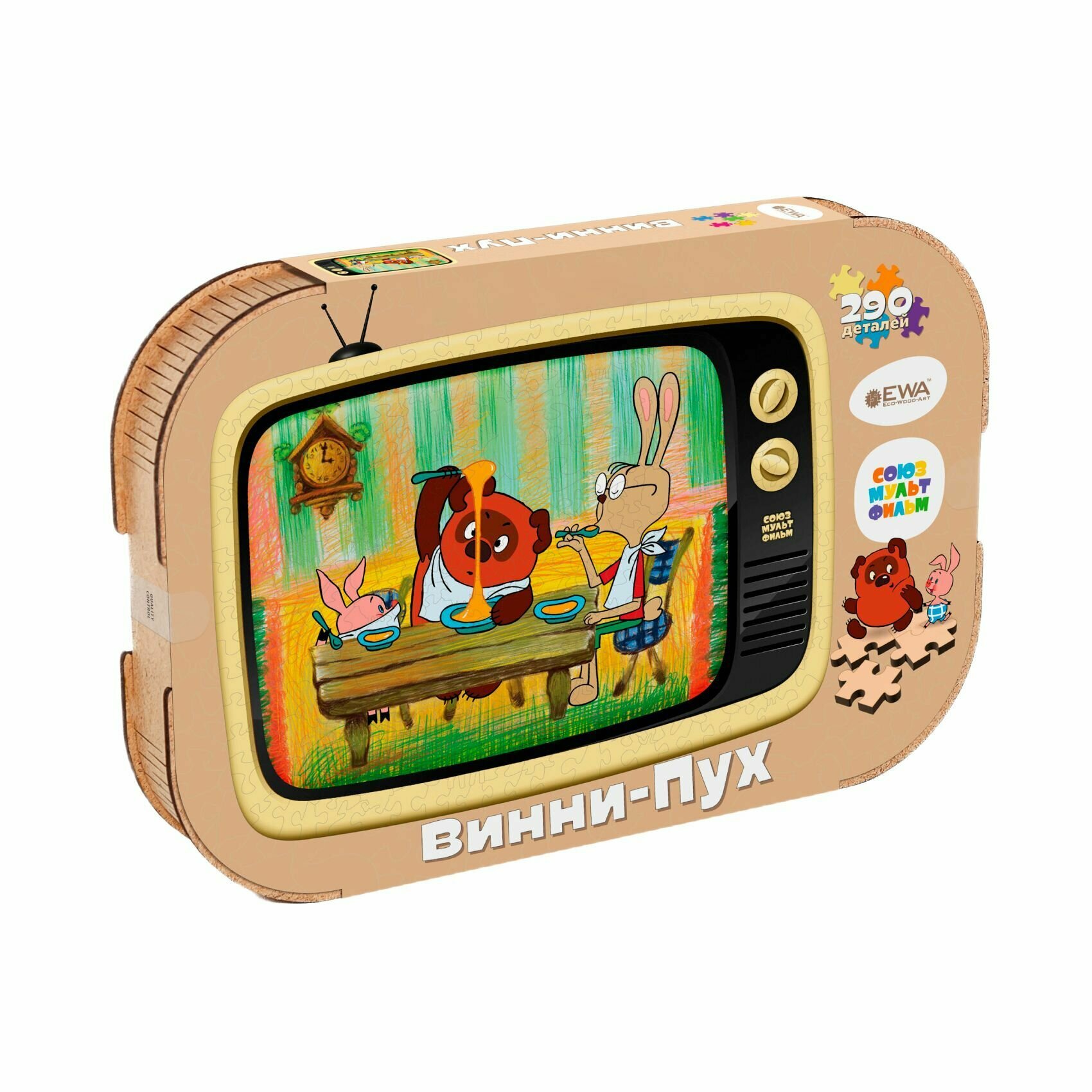 Деревянный 3D пазл Винни-Пух 40x29 см