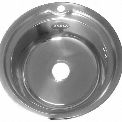FABIA Мойка врезная, круглая 510 (0,8 мм) глубина 180 мм + большой сифон с переливом 051