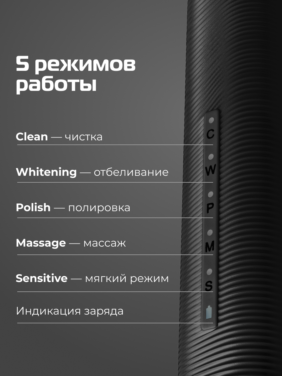 Изображение Электрическая зубная щетка BAUM ZINDECH U500, ультразвуковая, со сменными насадками, черная