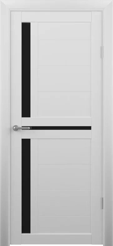 Межкомнатная дверь (дверное полотно) Albero Кельн Эко-Шпон / Кедр снежный / Стекло черное 80х200