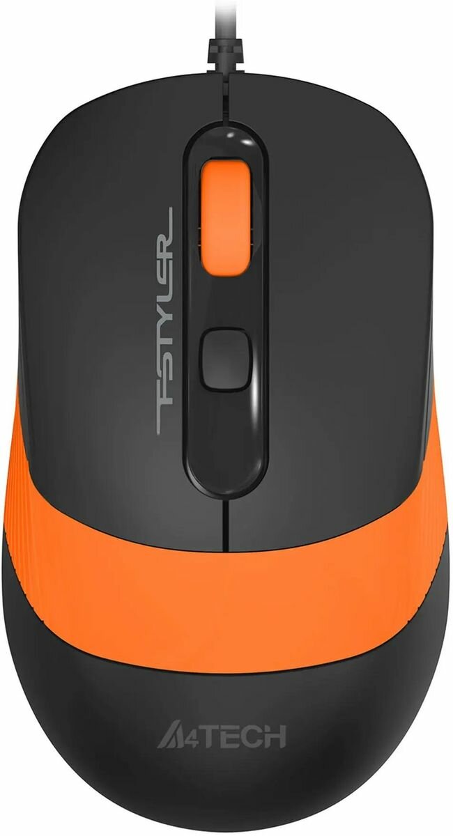 Мышь A4TECH Fstyler FM10S, оптическая, проводная, USB, черный и оранжевый [fm10s usb orange]