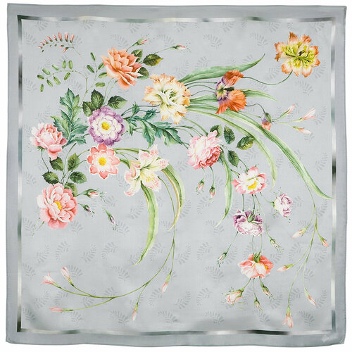 фото Платок павловопосадская платочная мануфактура,89х89 см, зеленый, серый