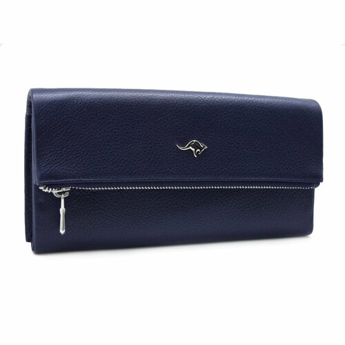 Кошелек Cangurione, фактура под рептилию, зернистая, тиснение, синий