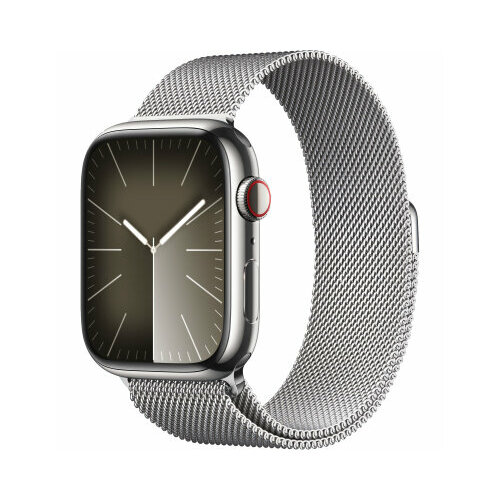 Apple Watch Series 9 45mm Silver Stainless Steel Case with Silver Milanese Loop (GPS + LTE)