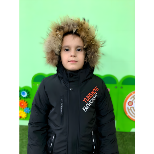 Парка Зимняя куртка для мальчика черная YS 11(1/25), размер 128, черный