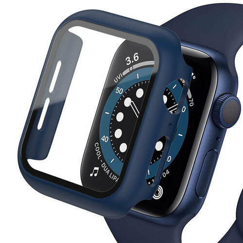 Закаленное стекло + крышка для Apple Watch Midnight blue SE 44 MM