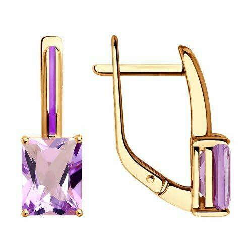 Серьги Diamant online, золото, 585 проба, эмаль, аметист, фиолетовый