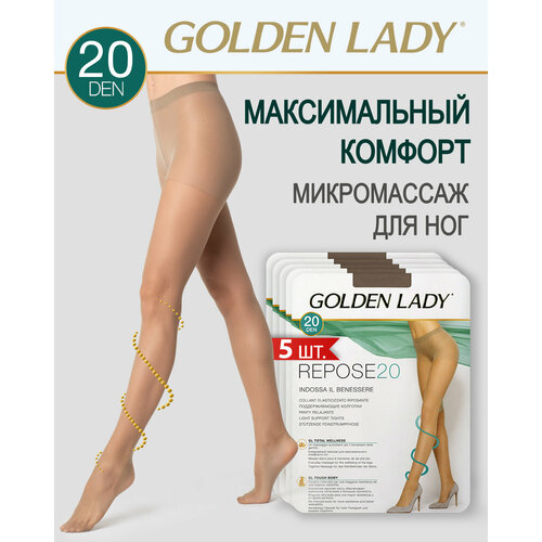 Колготки Golden Lady, 20 den, 5 шт., размер 5, бежевый