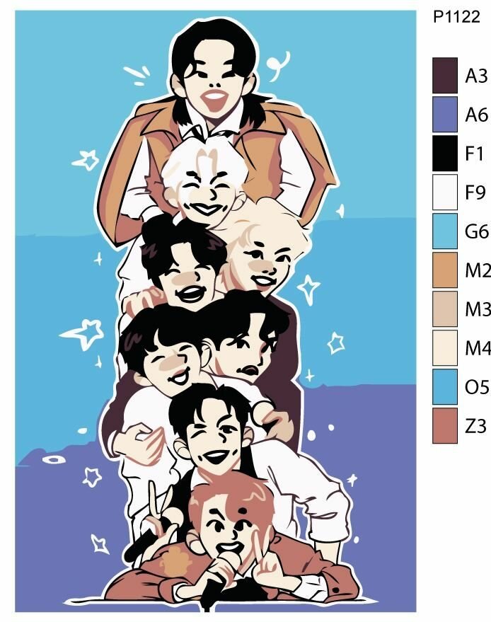 Детская картина по номерам P1122 "K-pop группа - Stray Kids (Стрей Кидс)" 20x30