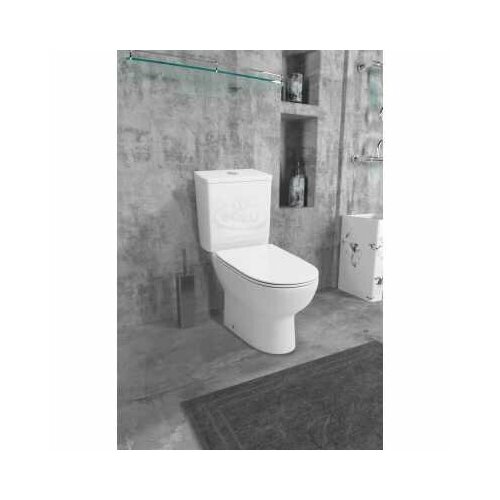 Унитаз напольный компакт безободковый Bolu T-850 белый фарфоровый, в комплекте чаша, бачок и сиденье с микролифтом