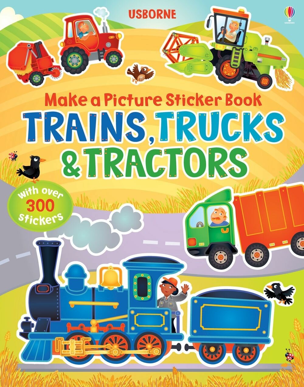 Make a Picture Sticker Book. Trains, Trucks & Tractors / Brooks Felicity / Книга на Английском / Брукс Фелисити