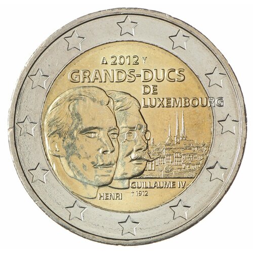 Люксембург 2 евро 2012 100 лет со дня смерти герцога Вильгельма IV люксембург 2 евро 2004 монограмма герцога