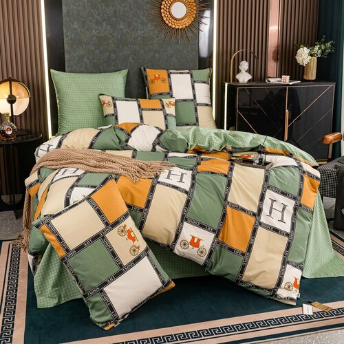 Постельное белье евро, 4 наволочки, простынь на резинке 180х200х25, люкс сатин, 100% хлопок, Ситрейд (AR340)