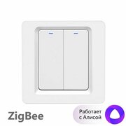 Умный выключатель Tuya ZigBee, две клавиши, в умный дом, Алисой