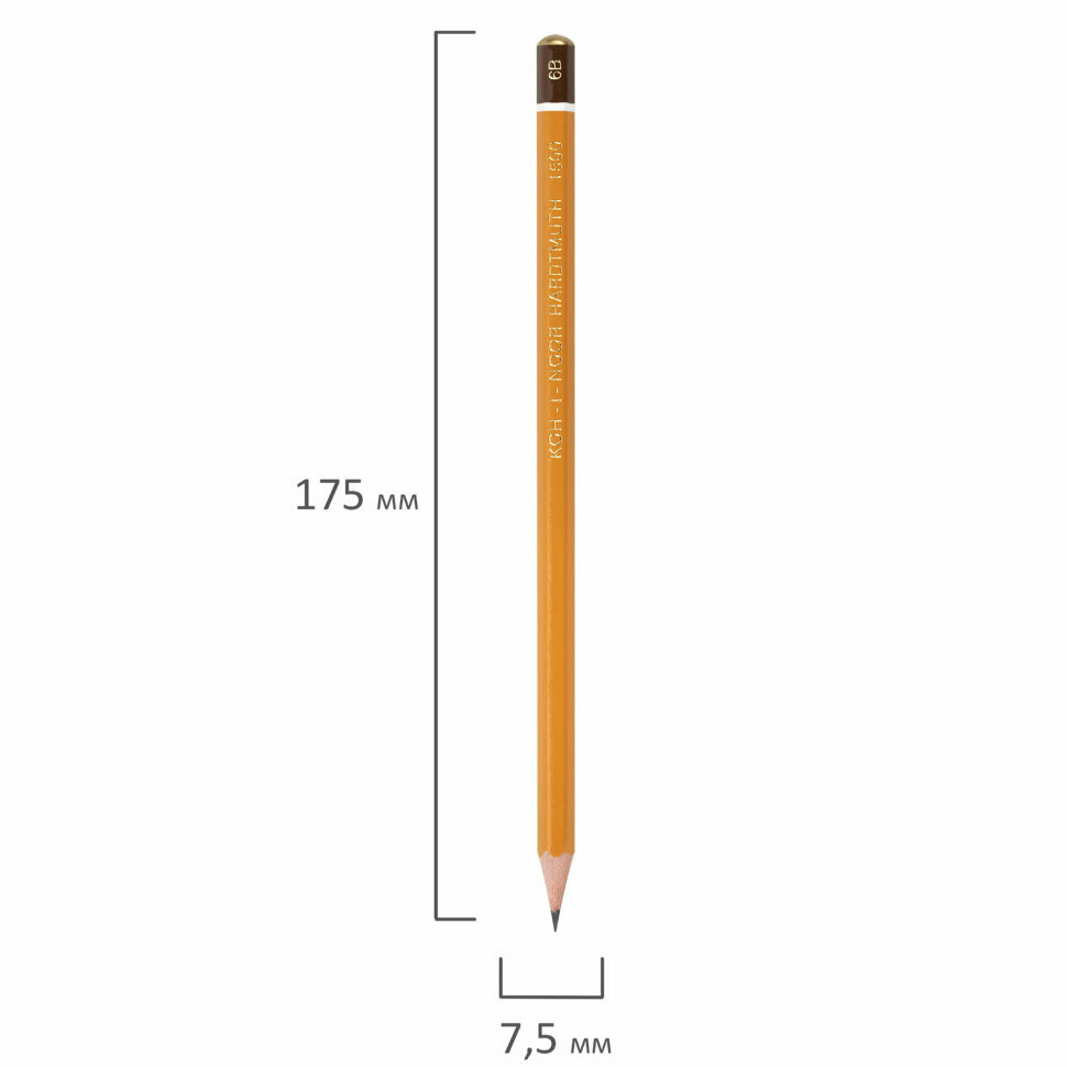 Карандаш чернографитный 6В Koh-I-Noor 1500 - фото №13