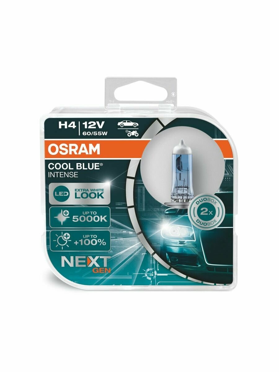 Галогенная лампа Osram H4 (60/55W 12V) Cool Blue Intense 2шт, 64193CBN-HCB