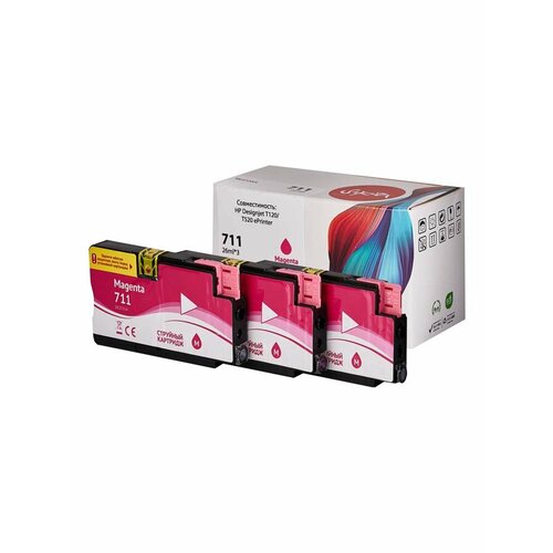 Картридж №711 для HP Designjet T120, T520 CZ135A 3-Pack Sakura пурпурный струйный картридж sakura f6u17ae 953xl magenta для hp пурпурный 26 мл 1600 к