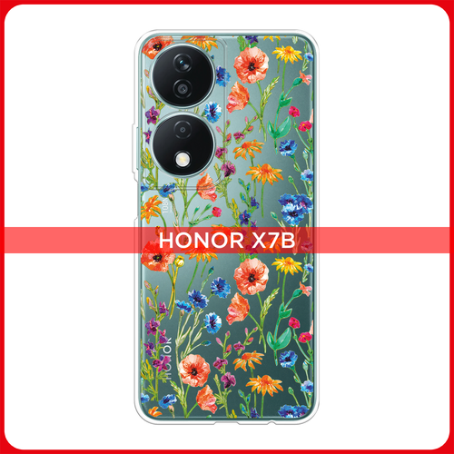 Силиконовый чехол на Honor X7B / Хонор X7B Маки и васильки фон, прозрачный силиконовый чехол на honor 6a хонор 6а маки и васильки фон прозрачный