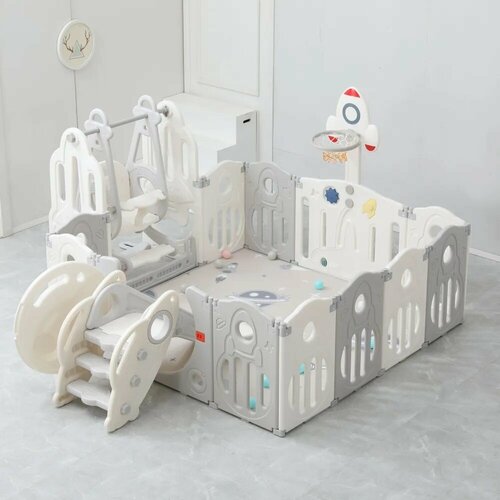 Манеж Unix Kids Supreme Space 160x160 см с качелями - Grey