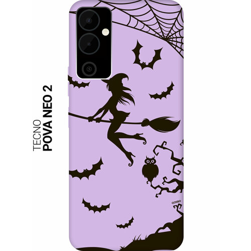 Силиконовый чехол на Tecno Pova Neo 2 / Техно Пова Нео 2 с рисунком Witch on a Broomstick Soft Touch сиреневый силиконовый чехол на tecno pova 2 техно пова 2 silky touch premium с принтом witch on a broomstick красный