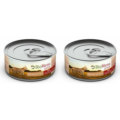 BioMenu Консервированный корм для котят, Kitten, паштет Мясное ассорти, 100 г, 2 шт.