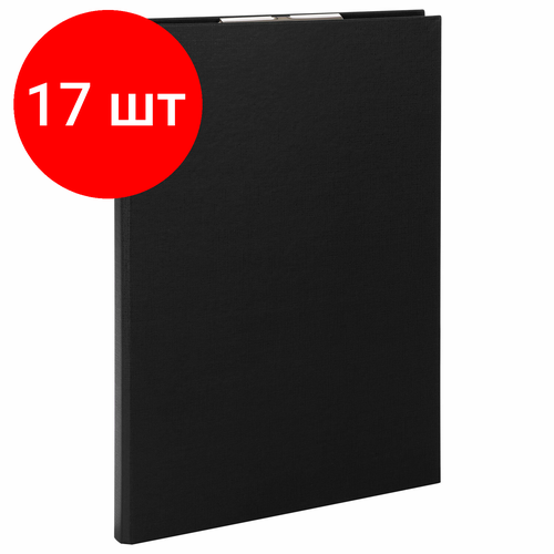 Комплект 17 шт, Папка-планшет STAFF EVERYDAY, А4 (230х314 мм), с прижимом и крышкой, картон/бумвинил, черная, 229053