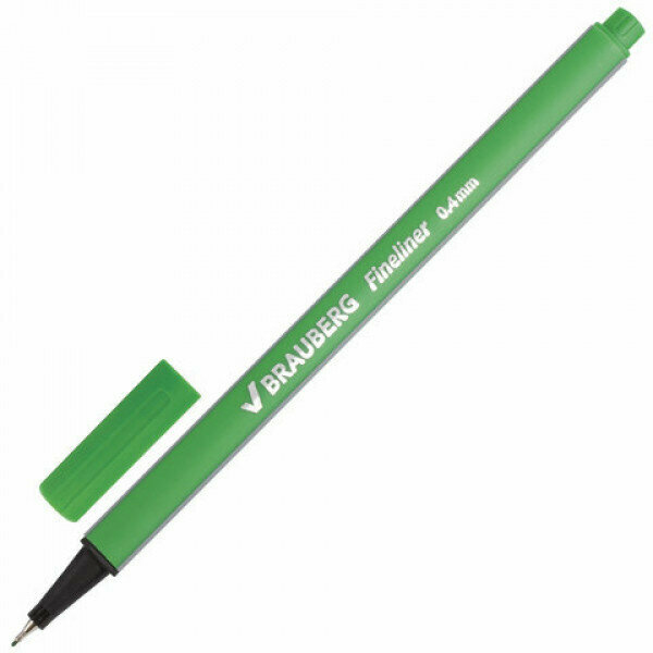 Ручка капиллярная BRAUBERG "Aero", светло-зеленая, трехгранная, металлический наконечник, линия письма 0,4 мм, 142250