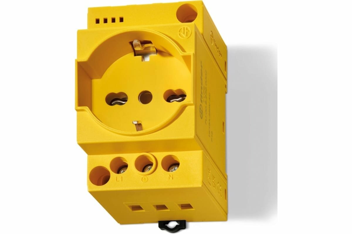 Розетка для электрических шкафов FINDER тип Schuko + Bipasso 10/16 A категория защиты IP 20 LED цвет желтый 7U.00.8.230.0012 7U0082300012