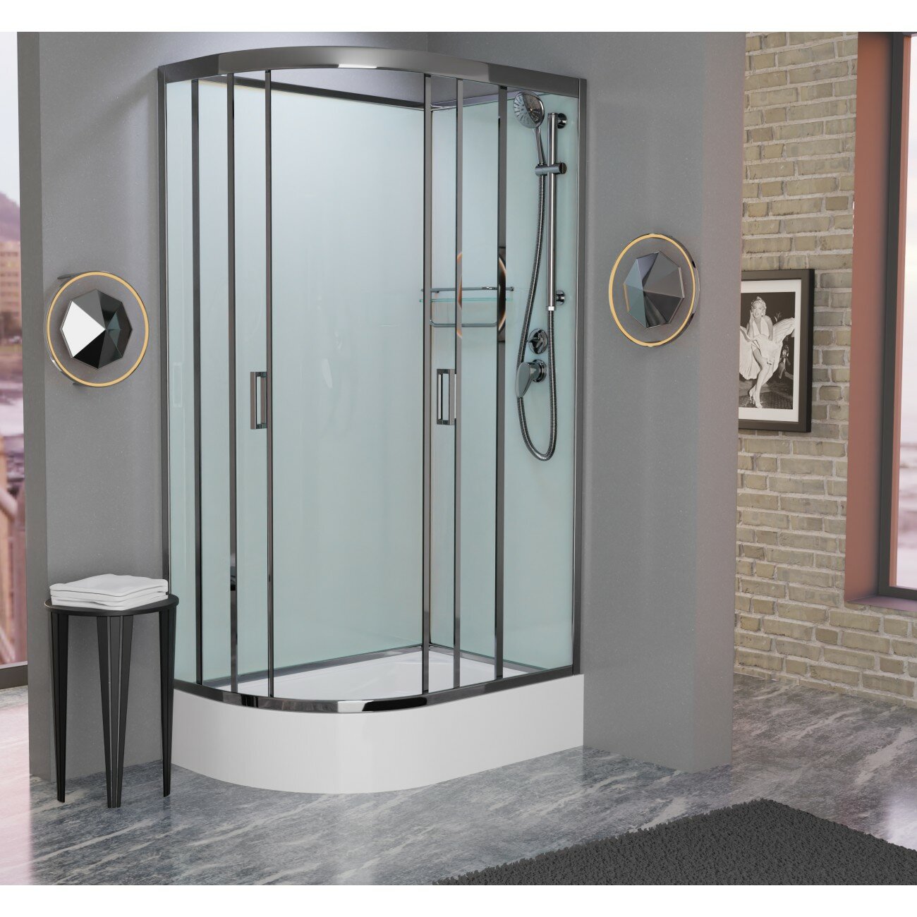 фото Душевая кабина Frank F412/1 R Brilliant без крыши 120x80x215 см