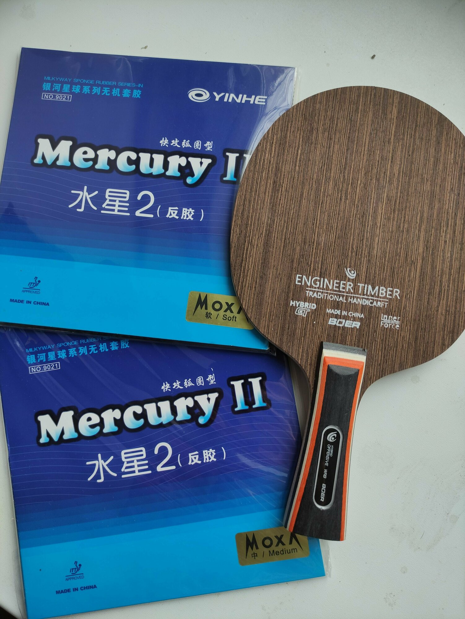 фото Ручная сборка! Ракетка для настольного тенниса / yinhe mercury 2 + mercury 2 (soft)