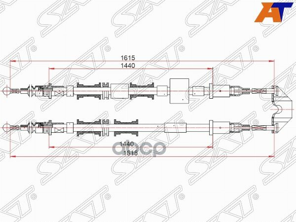 ST520086 SAT Трос ручного тормоза OPEL MERIVA 04-10 (комплект)