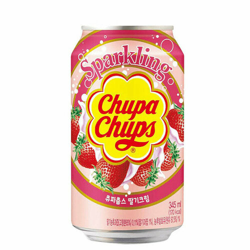 фото Chupa chups напиток газированный клубника со сливками, 345 мл