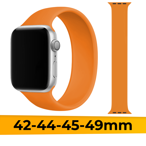 Силиконовый ремешок на Apple Watch 1-9, SE, Ultra, 42-44-45-49 mm / Сменный монобраслет (M) для смарт часов Эпл Вотч 1-9, СE, Ультра / Оранжевый
