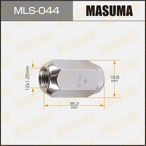 Гайка колеса M 12 x 1,25 стандартный конус длинная ключ 19 MASUMA MLS044 (10 шт)