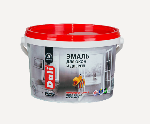 Изображение товара Dali / Дали Эмаль для окон и дверей акриловая атмосферостойкая 3кг