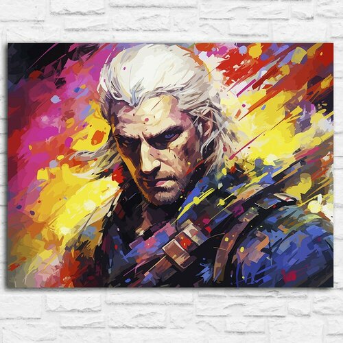 Картина по номерам на холсте игра Witcher 3 (Ведьмак, Геральт, PS, PC, XBOX, SWITCH) - 13734 Г 30x40