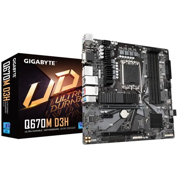 Материнская плата Gigabyte Q670M D3H, LGA1700, Micro ATX