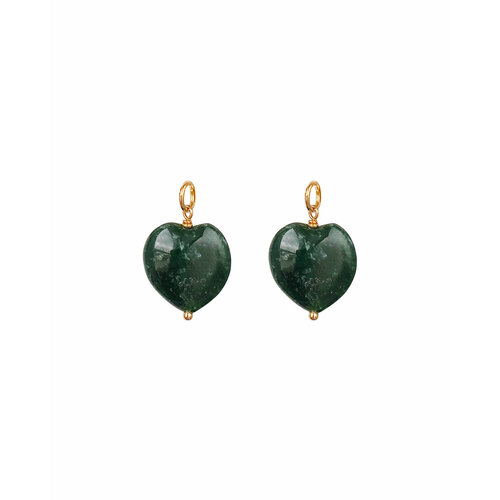 Серьги Strekoza Collection, размер/диаметр 15 мм, зеленый, золотой новые подвески в виде сердца
