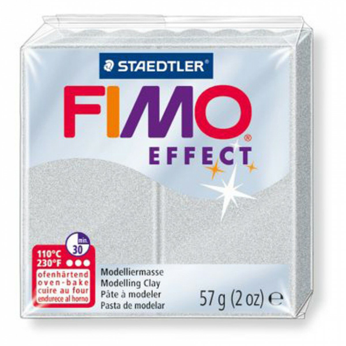 Полимерная глина FIMO Effect 55 х 55 х 15 мм серебристый FIMO 8020-81
